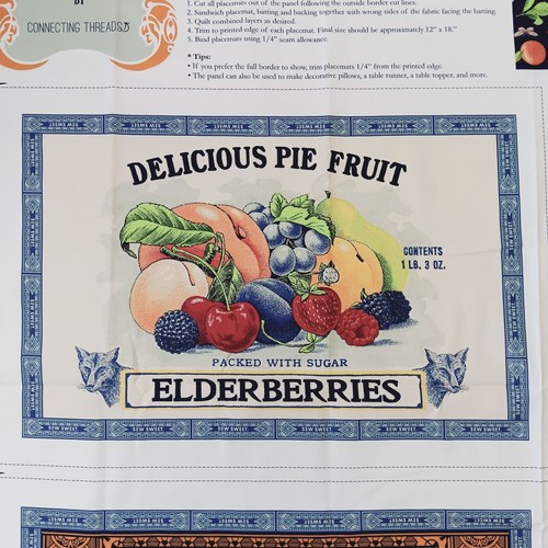 Connecting Threads Fruit Stand Fruit Placemats (4) Cotton Cut And Sew Panel - Picture 3 of 15