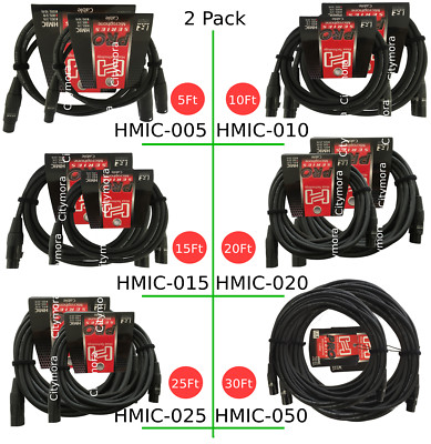 2 PACK Hosa Pro Microphone Cable HMIC-005/10/15/20/25, REAN XLR3F to XLR3M NEW
