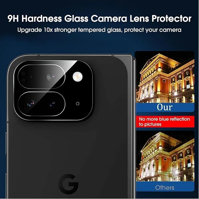 For Google Pixel 9 Pro Fold Black Camera Lens Case Protector Tempered Glass - Image 3 of 4