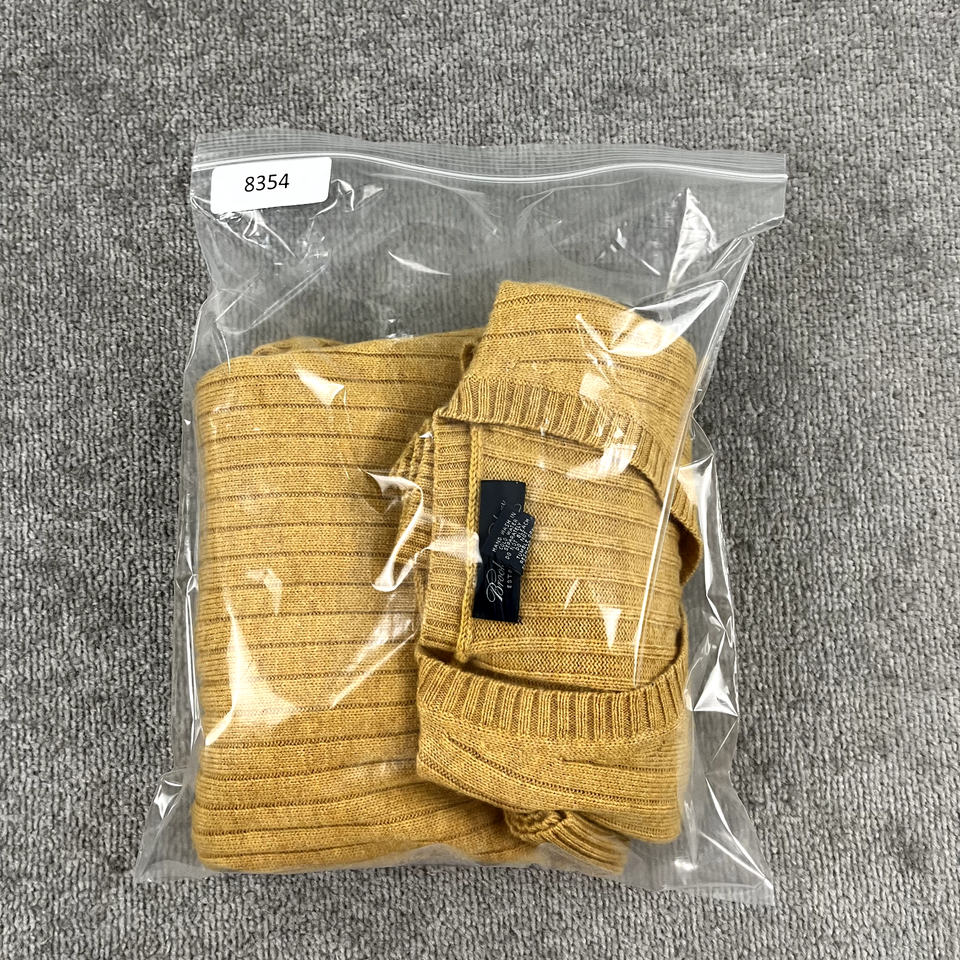 BROOKS BROTHERS Sweater Mens Medium Yellow Lambs Wool Knit Jumper Long