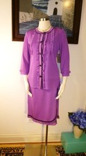 Twinset Nwt Exclusive Misook Purple Pink Lace Trim W Black Jacket Xs & Skirt S