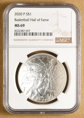 2020 P Basketball Hall of Fame Commemorative Silver Dollar NGC MS69