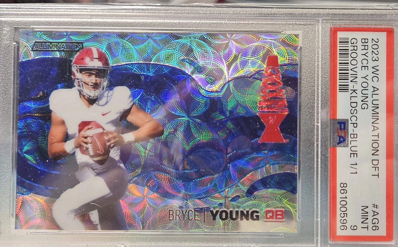 Bryce Young Wild Card Alumination Draft Groovin' #AG6 Kaleidoscope-Blue 1/1