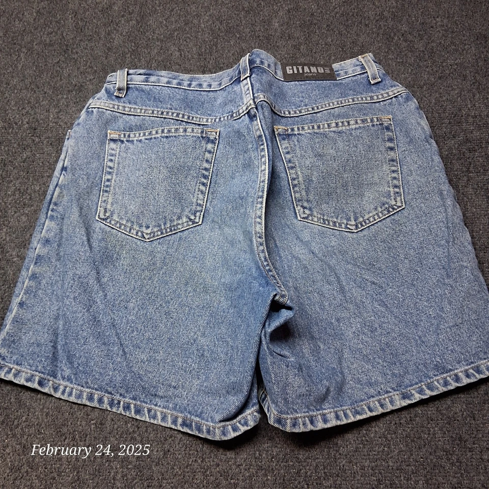 Bermudas de mezclilla súper altas de colección Gitano para mujer talla 16 azul lavado a la piedra Foto 2 de 4