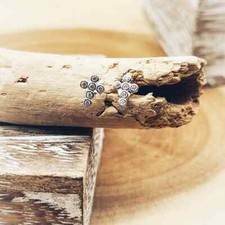 Sterling Silver CZ Cross Stud Earrings