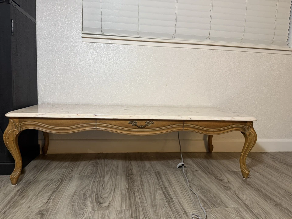 МЕБЕЛЬ ВЕЙМАНА французский провинциальный 55 «x 15» журнальный столик с белый мрамор - Изображение 4 из 4