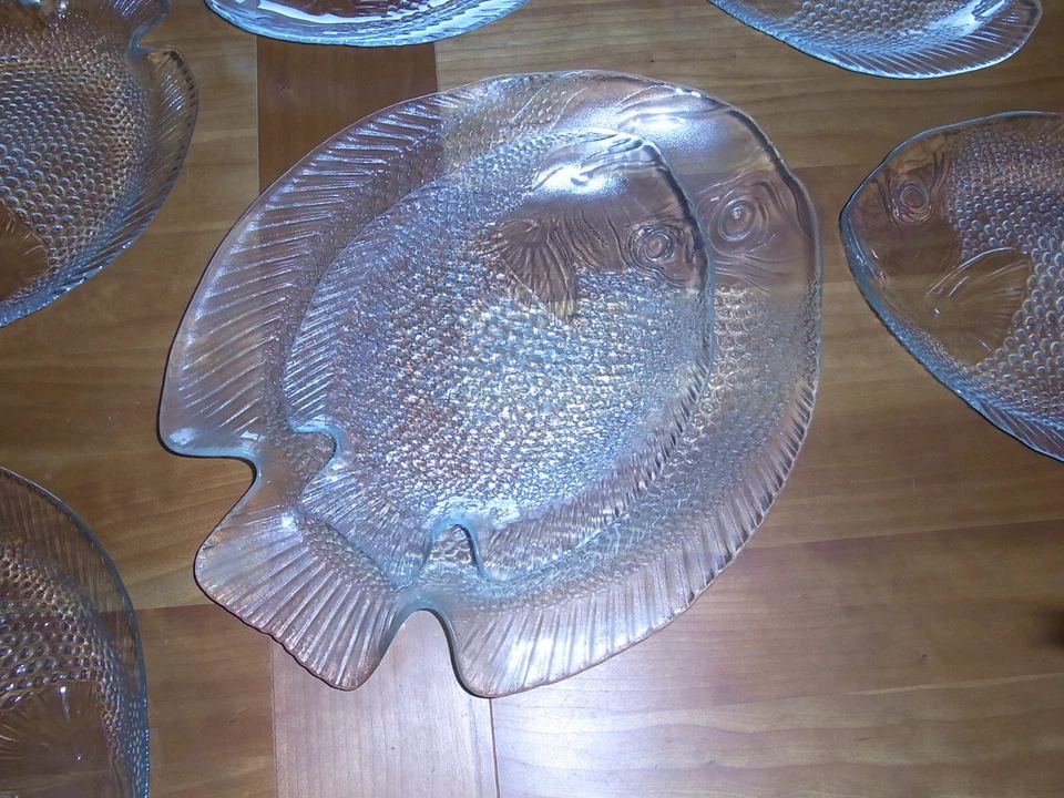 Arcoroc 6 x 26 cm Fischteller 1x Fischplatte 39cm Glas-Poisson-Service Luminarc - Bild 1 von 3