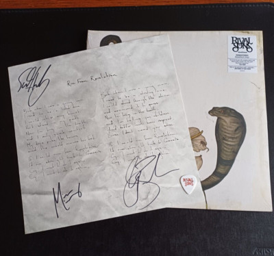 RIVAL SONS HEAD DOWN LIMITED ROSEFINCH LP  LOGO PICK & BAND SIGNED LYRIC SHEET