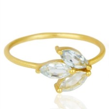 Blue Topaz Ring December Birthstone 925 Sterling Silver Tiny Flower Jewelry