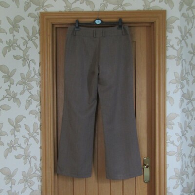 Tesco F\u0026F women's pale beige grey striped wide straight leg trousers size  12 | eBay