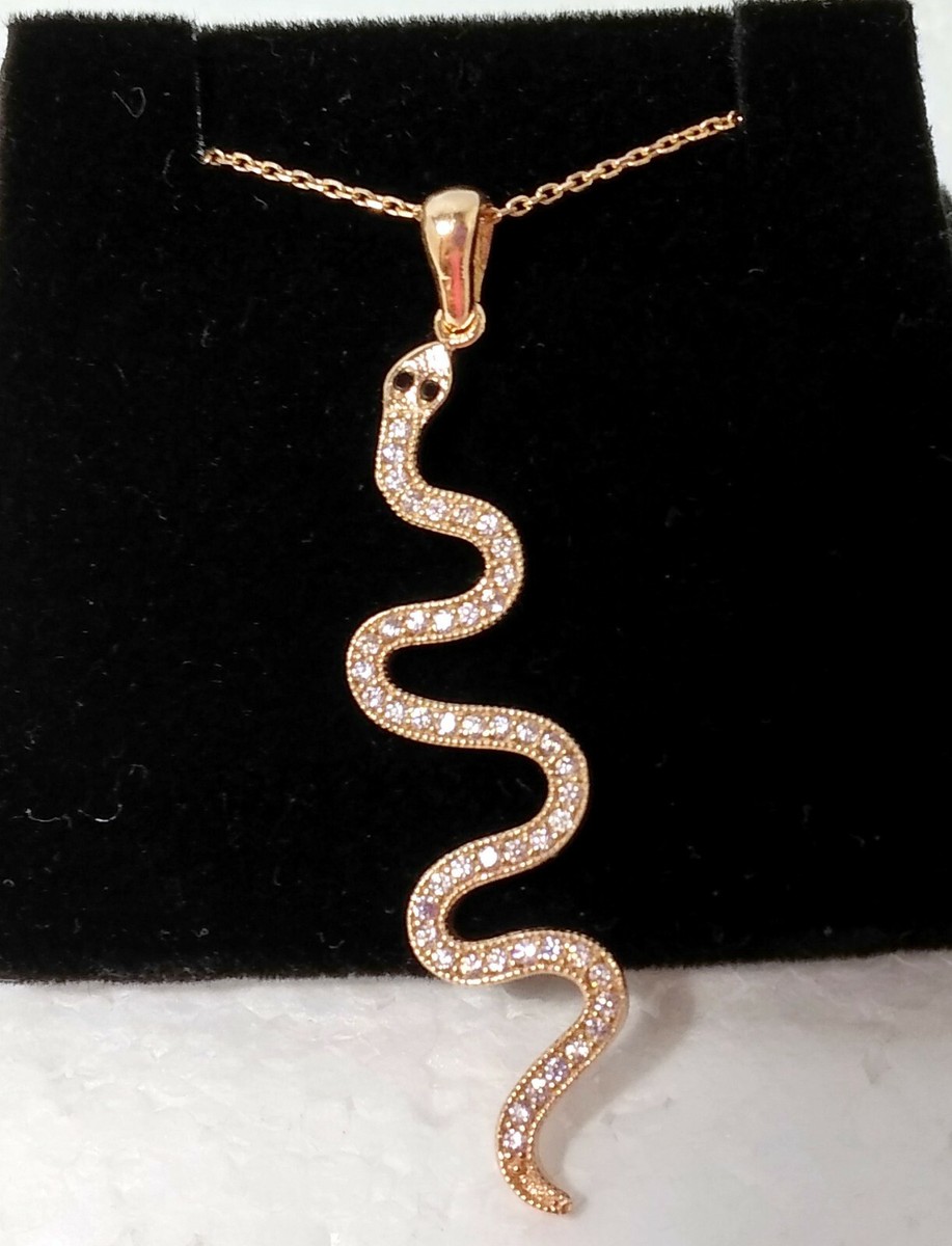 ROSE GOLD over STERLING SILVER Snake Serpent NECKLACE  display picture 1