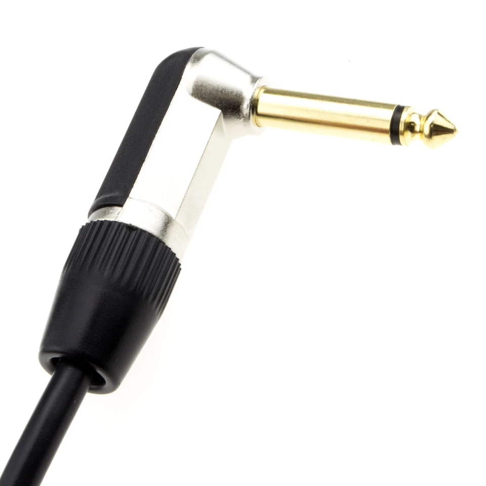 2m GOLD Right Angle MONO Jack 6.35mm 1/4 inch Guitar/Amp Cable Lead [007931] - Image 3 of 4