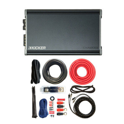 Kicker CXA12001 Class-D Mono Amplifier + TCK4 4 Gauge 100% Copper Amp Kit