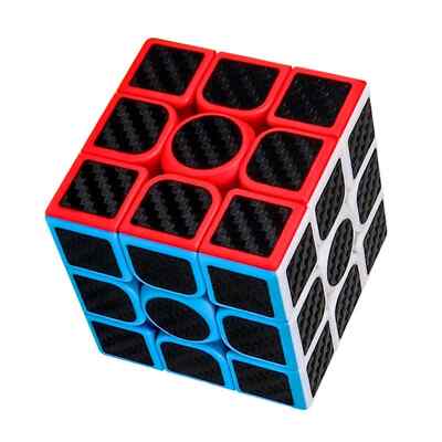 3x3x3 Professional Carbon Fiber Speed Magic Cube 3x3 Stickers Black
