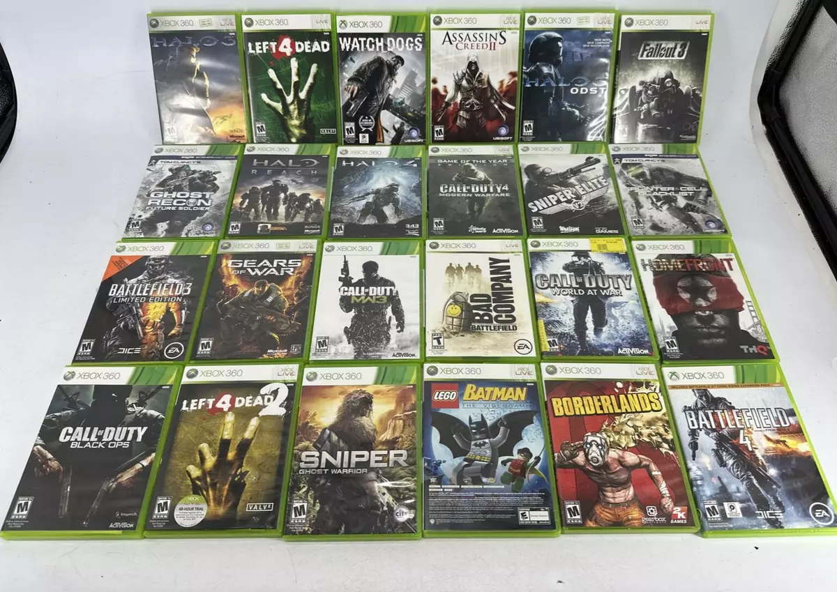 XBox 360 Game Assortment, with disk, case, and instructions. Sold each or  as lot