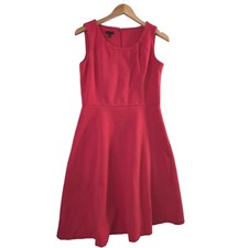 Talbots Fit & Flare Dress Womens S Red Ribbed Sleeveless Knee Length Classic