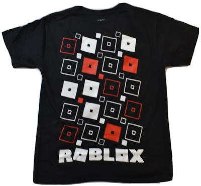 Roblox Youth Boys Squares Graphic Black Shirt NWT S, M, L, XL