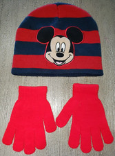 boys DISNEY MICKEY MOUSE KNIT BEANIE HAT 2T to 5T gloves CUTE CLEAN 