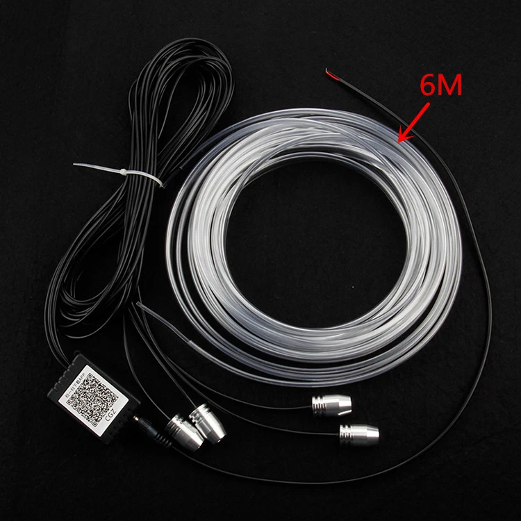 Tira de luz LED multicolor 6M para automóvil camión EL cable lámpara fría Bluetooth control de aplicación Foto 4 de 4