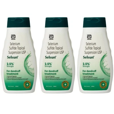 Selsun Suspension Anti Schuppen Shampoo gegen Schuppenbildung & Juckreiz 120 ml x 3