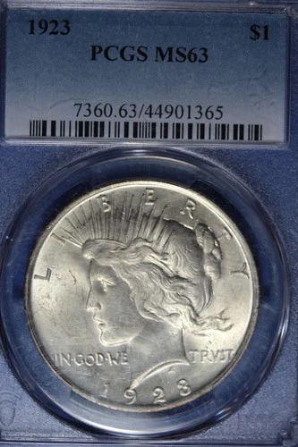 1923 PCGS MS63 PEACE SILVER DOLLAR #B51375