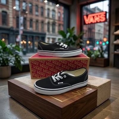 Vans Authentic Black White Sneakers VN000EE3BLK Men 5.5 Women 7 Brand New