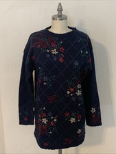 90s Vintage Basic Editions Womens Medium Cottagecore Floral Sweater Made in USA