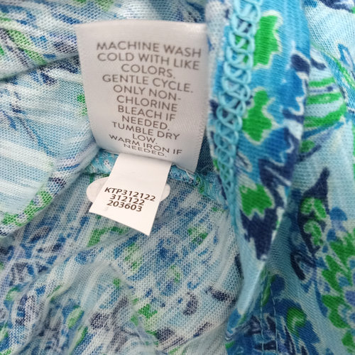 J Jill gesmoktes Print Bauern Top LP blau grün Blatt Blumen 3/4 Arm Boho Chic - Bild 21 von 22