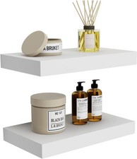 9" Deep White Floating Shelf Set of 2, Wall Shelves for Bathroom, Living Room, B
