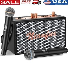 Portable Karaoke Machine W/ 2 Wireless Microphones Bluetooth Audio Speaker New