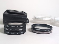 55mm Filter Lot - Hoya Close-Up Set Canon Haze Vivitar Cross Screen - w/ Cases