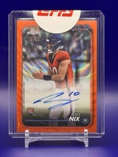 Bo Nix 2024 Topps Chrome ROOKIE ON-CARD Auto Variation Orange Wave Parallel /25