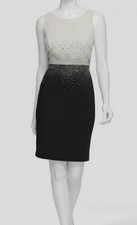 Calvin Klein Women's Black Colorblock Boat-Neck Sleeveless Sheath Dress Size 2