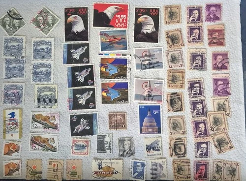 US STAMPS HIGH DENOMINATION Used Lot 50+ Real Nice Unchecked Collection CK PIC