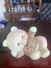 Fenton Burmese Teddy Bear w/adorable painted Sweater.  Fenton Logo & Signature!
