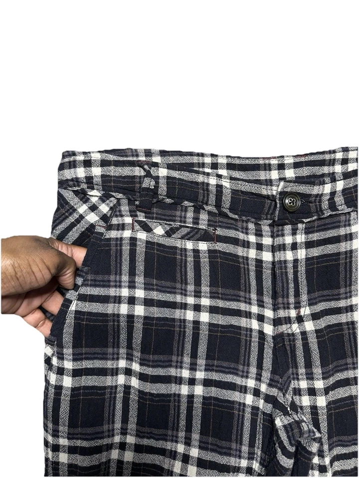 Free People Plaid Trousers Women’s 10 Low Rise Black & White Slim Ankle Pants - Image 3 of 4