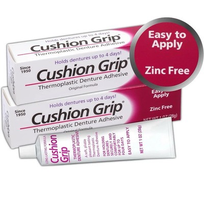 2 x 28g Cushion Grip Thermoplast Soft Reliner für Zahnersatz ORIGINAL USA Produkt