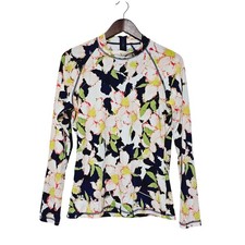 J.Crew Rashguard UPF 50 Top Size XL Multicolor Floral Stretch Vacation Beach