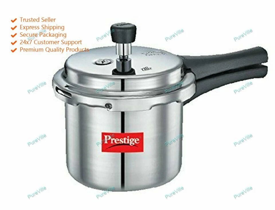 Indian Best Prestige Popular Aluminium Pressure Cooker, 67.6oz White Gift