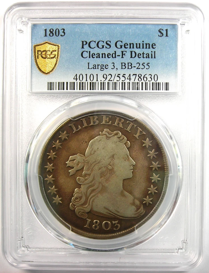 1803 Draped Bust Silver Dollar $1 Large 3 Coin - PCGS Fine Detail - Rare Date! - Image 2 of 4