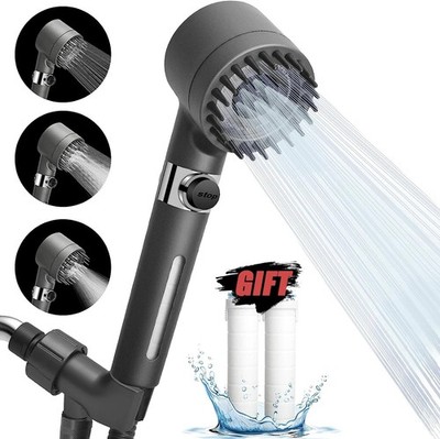 Hochdruckfilter Duschkopf 3 Modi verstellbar Spray mit Massagebürste R
