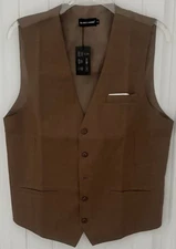Barry Wang Men Small Beige Dress Vest NWT (F183)