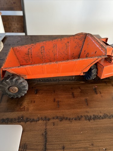 Vintage 1950's Structo Bottom Dump Earth Mover Construction Orange Steel Toy USA - Picture 6 of 6