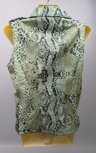 Balmain Women's Green Snake Print Leather Vest Size 36 - Picture 2 of 5