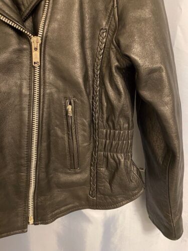 Xelement Womens Motorcycle Gear Leather Jacket Sz XL BLACK Zip Lined Braided NEW - Picture 9 of 16