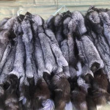 Tanned Silver Fox Skin Fur Pelts Soft Dense Real Leather Hides 39-47 inch
