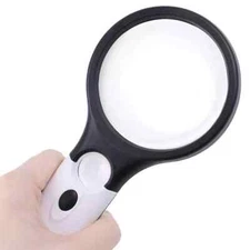 50X Magnifying Glass Handheld Magnifier 3 LED Light Reading Lens Jewelry Loupe