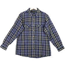 Vtg Field Stream Flannel Shirt Men's Large Long Sleeve Blue Plaid Chamois