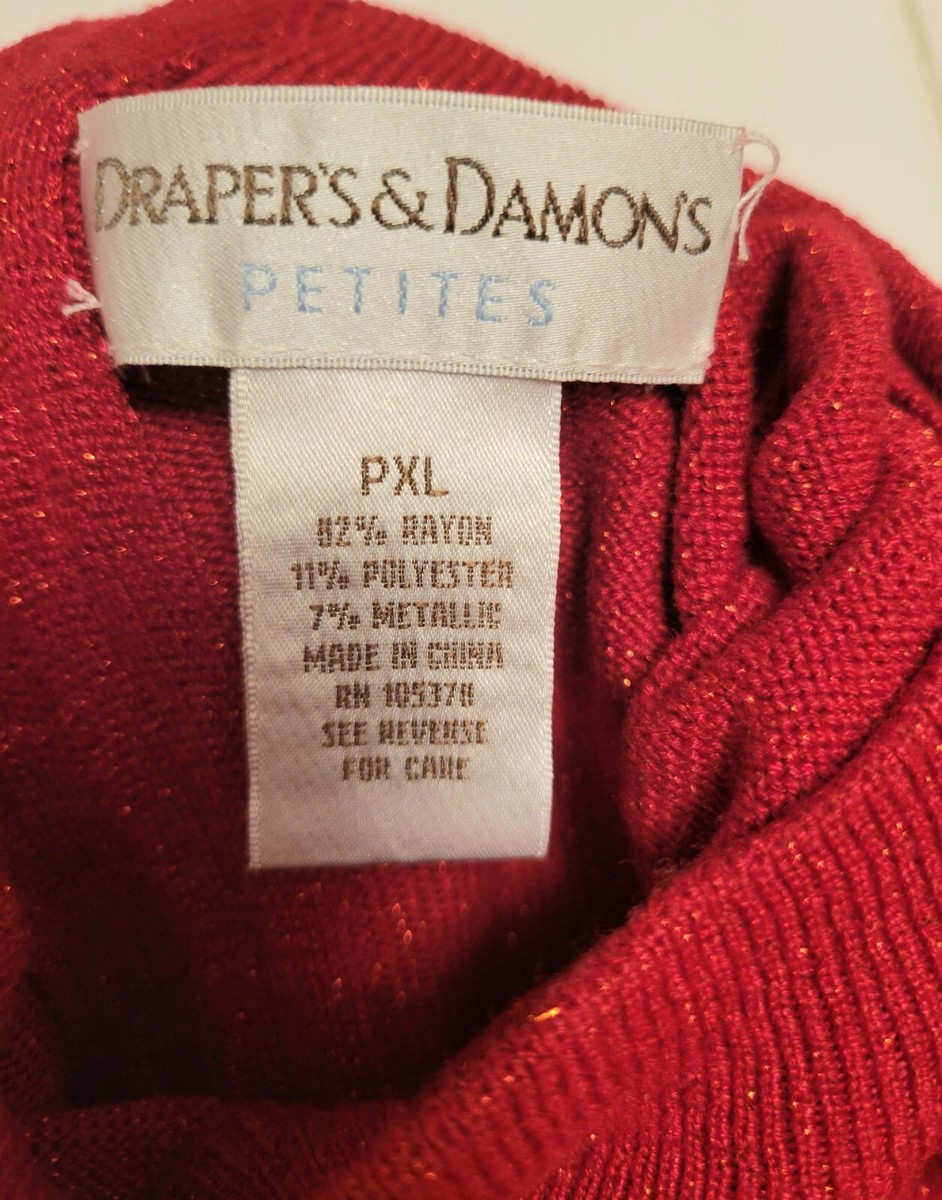 ニット Red Sparkle Sweater PXL Women's Petite Draper's & Damon's Short