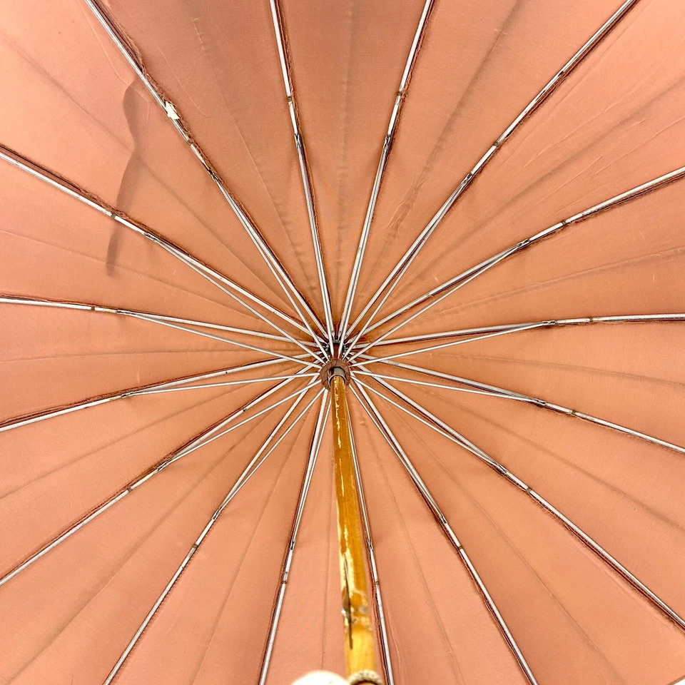 Sombrilla Paraguas De Colección Todo Nylon Mango Lucite Jaffa Color Bourbon Foto 4 de 4